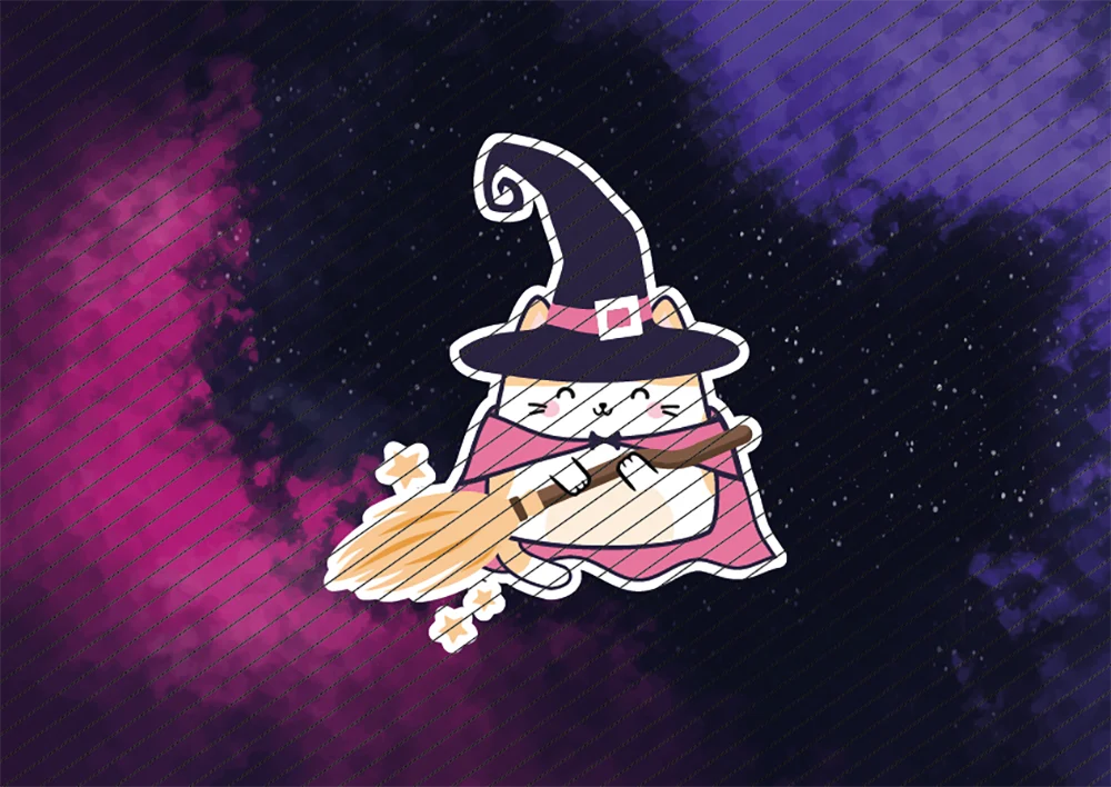 Süße Katzen-Hexe // Bügelbild