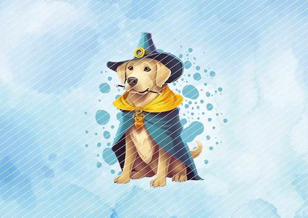 Labrador im Zauberer-Gewand // Bügelbild