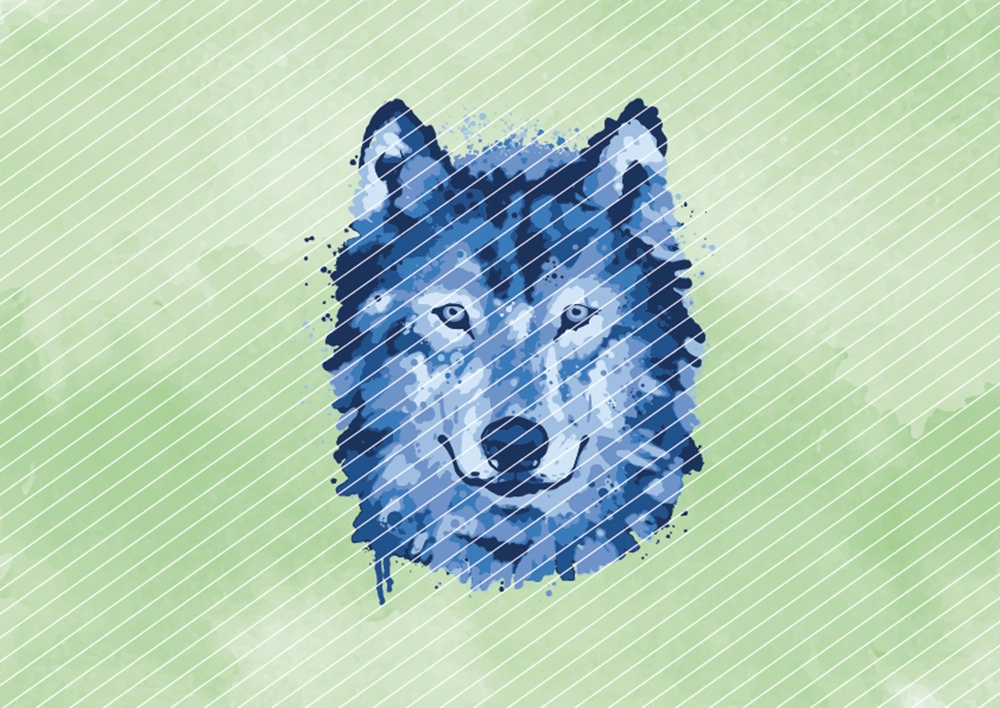 Wolf im Wasserfarben-Look // Bügelbild