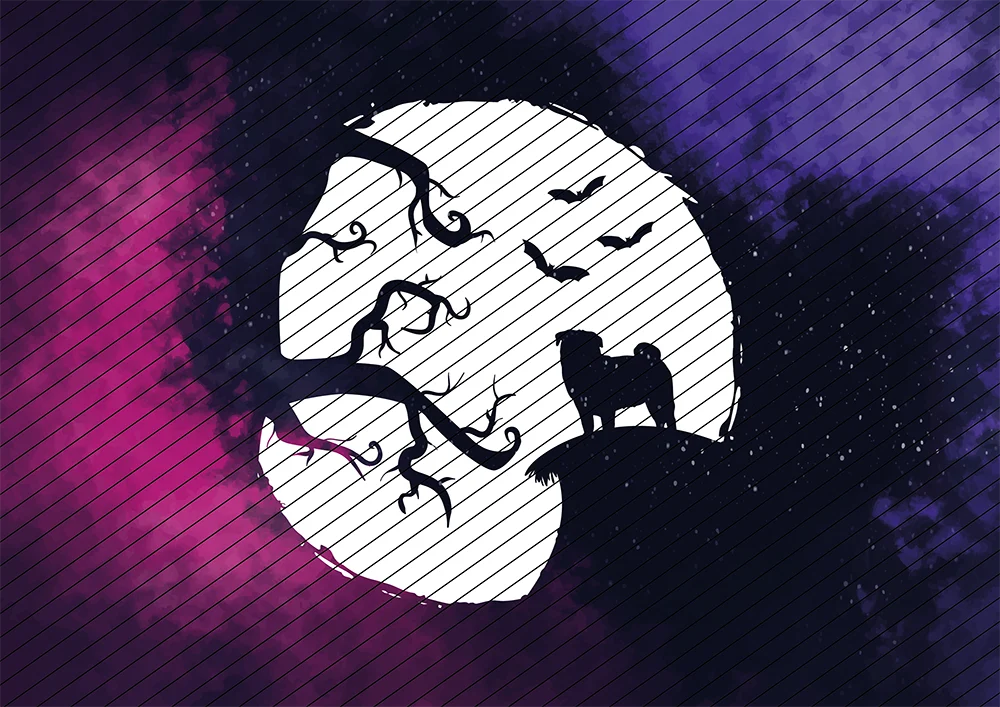 Hund in gruseliger Nacht // Bügelbild