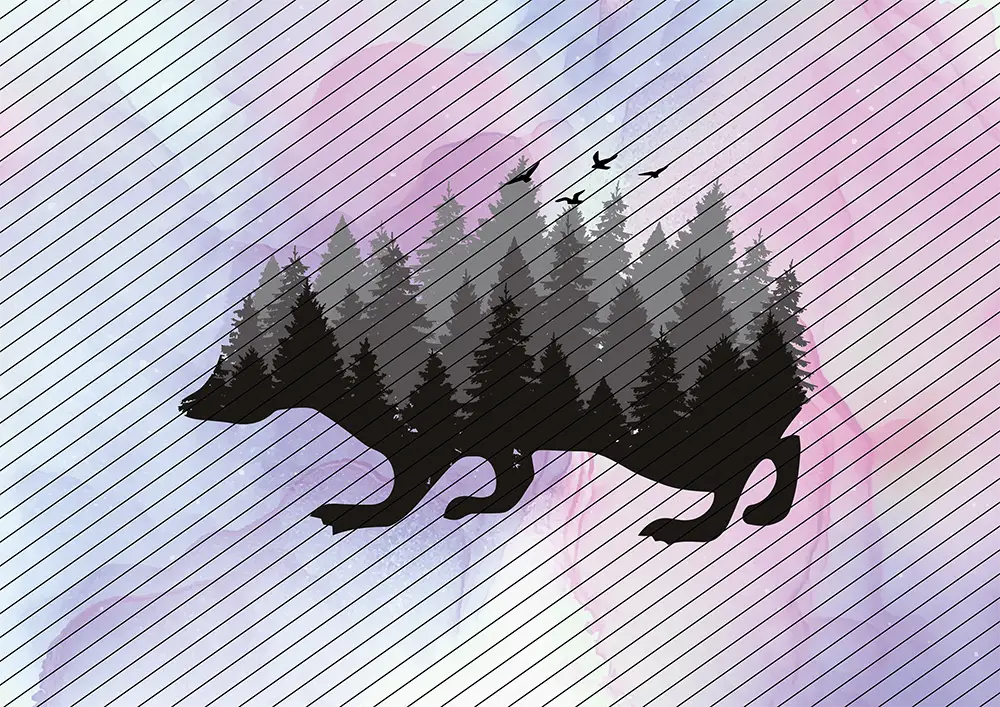 Igel mit Waldhintergrund // Bügelbild