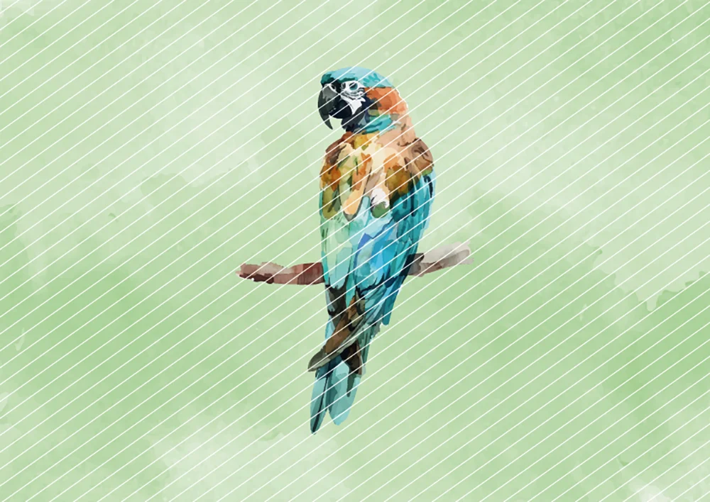 Papagei im Wasserfarben-Look // Bügelbild