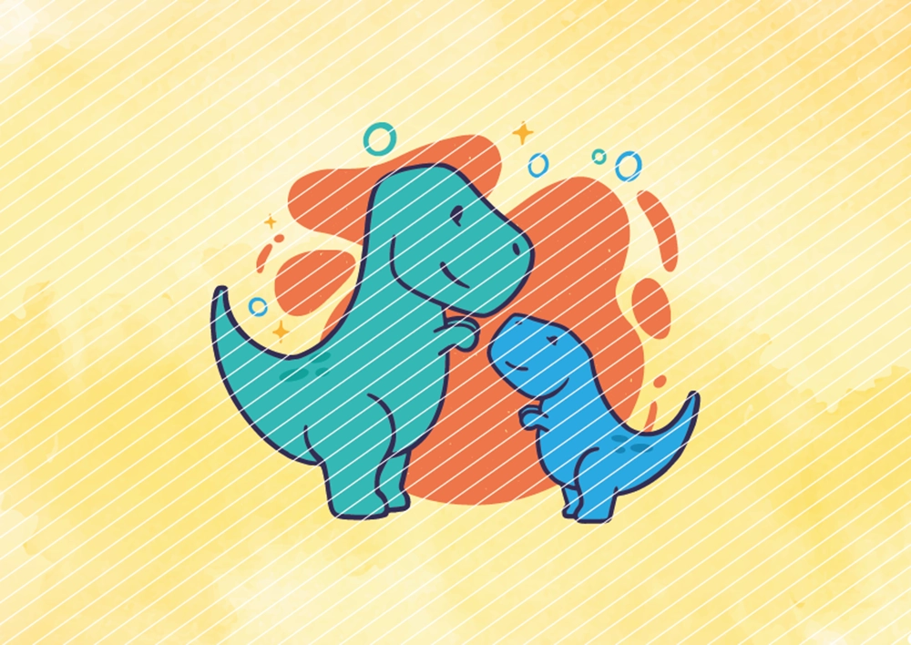 Zwei Dinosaurier-Freunde // Bügelbild