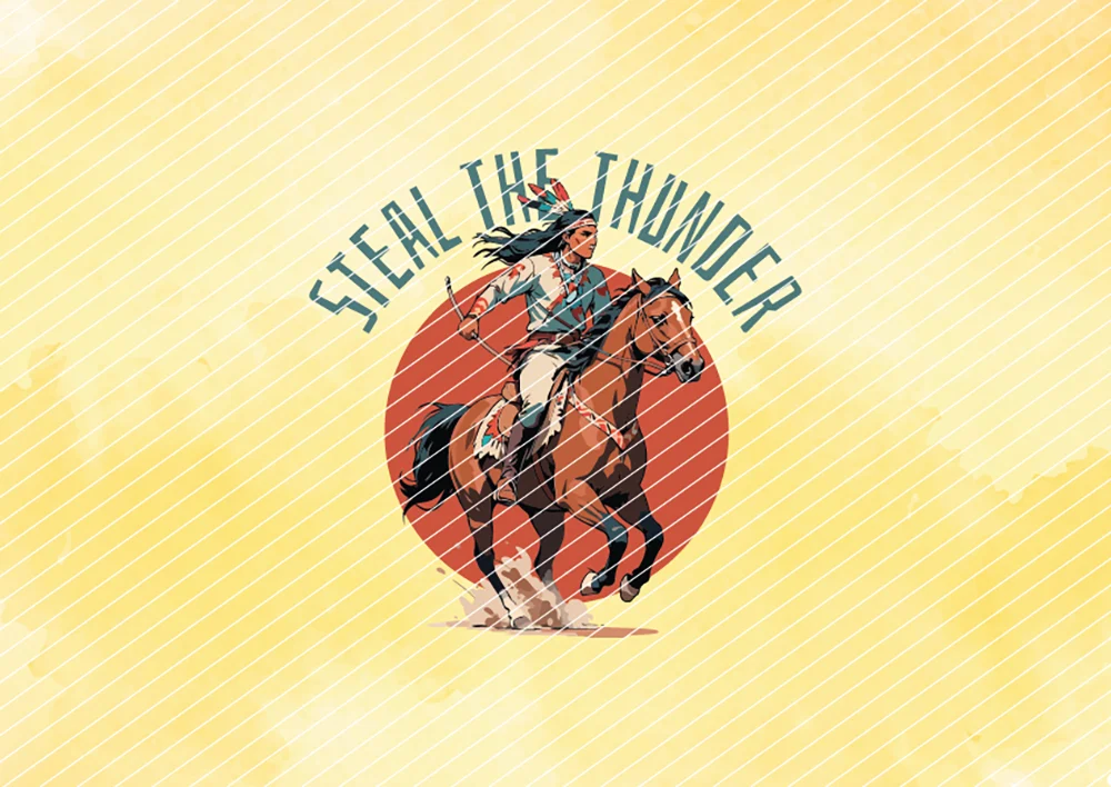 Galoppierender Indianer "Steal the thunder" // Bügelbild