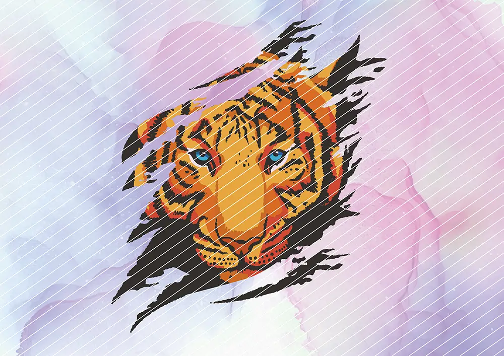 Tiger im Riss // Bügelbild