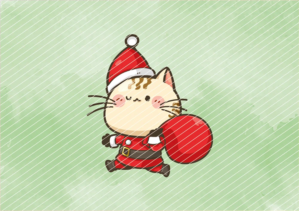 Katze mit Geschenkesack // Bügelbild