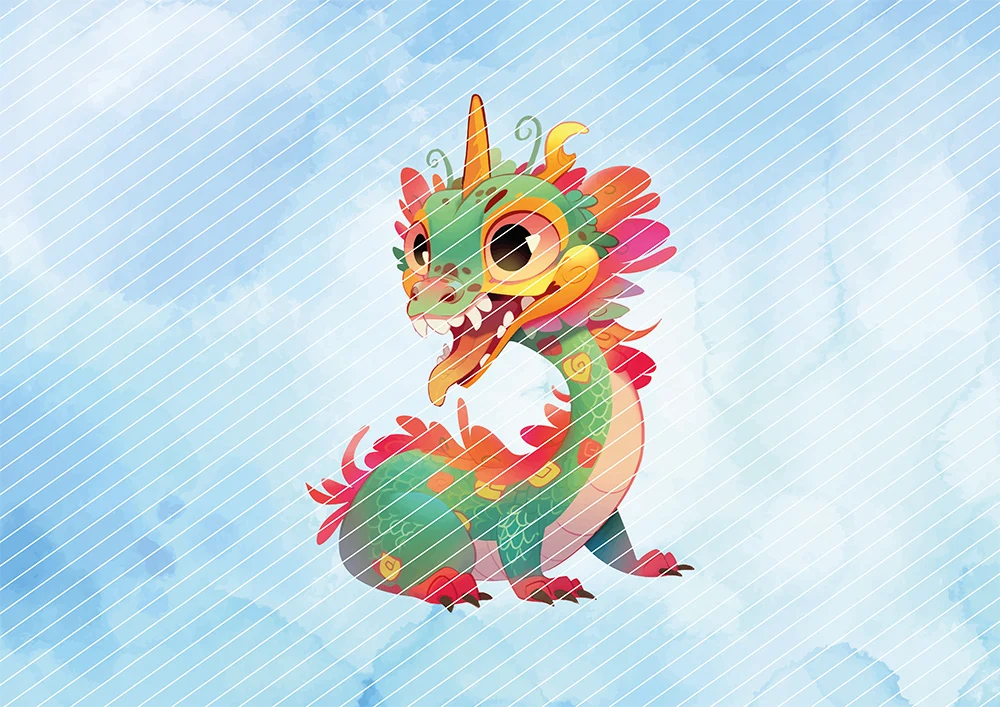 Verrückter chinesischer Drache // Bügelbild