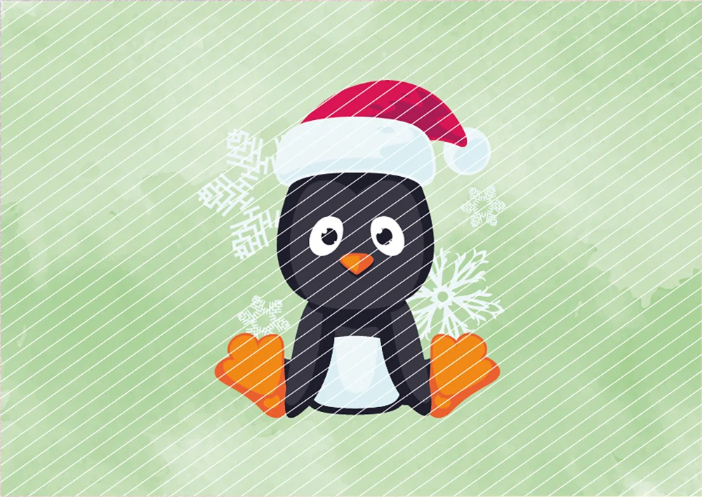 Pinguin mit Weihnachtsmütze // Bügelbild