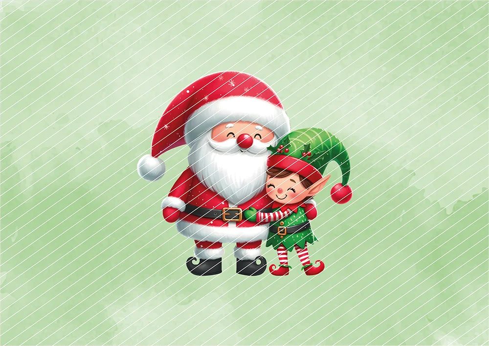Weihnachtsmann und Elf // Bügelbild