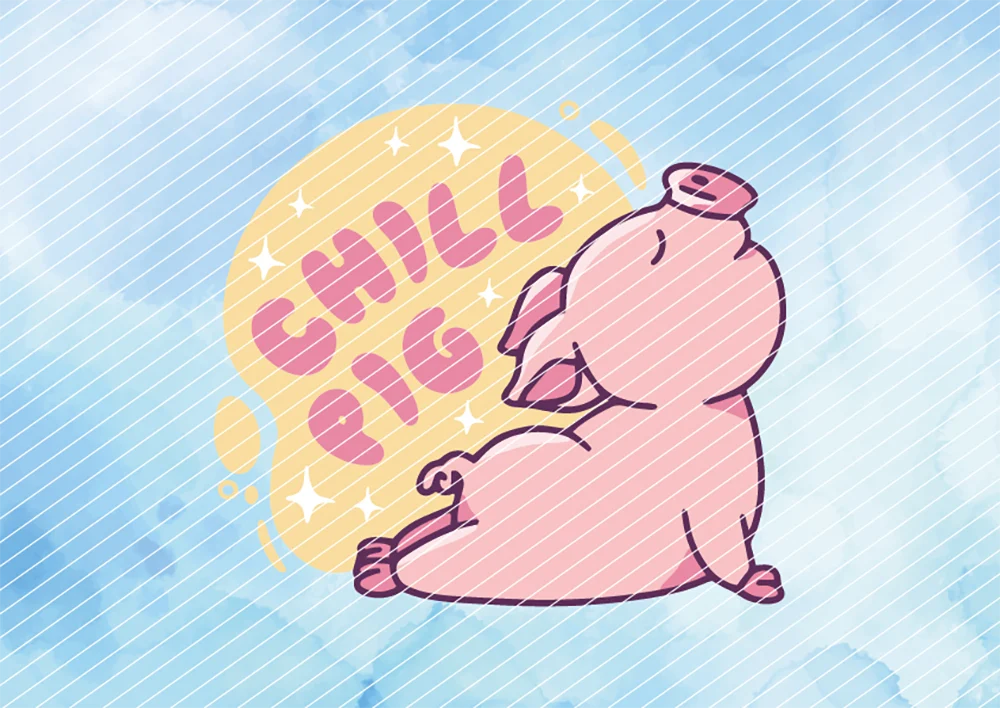 Chill Pig // Schwein macht Yoga // Bügelbild
